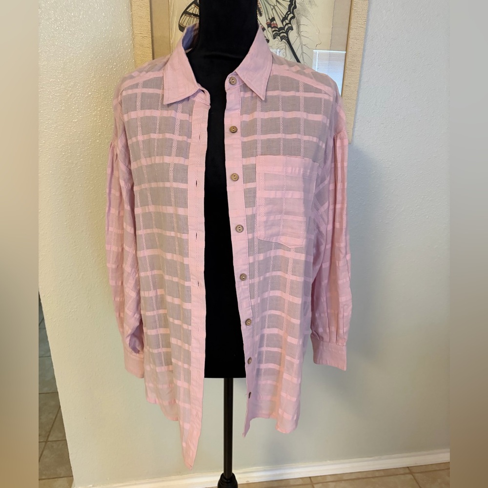 Easel Pink Button Down Shirt NWOT